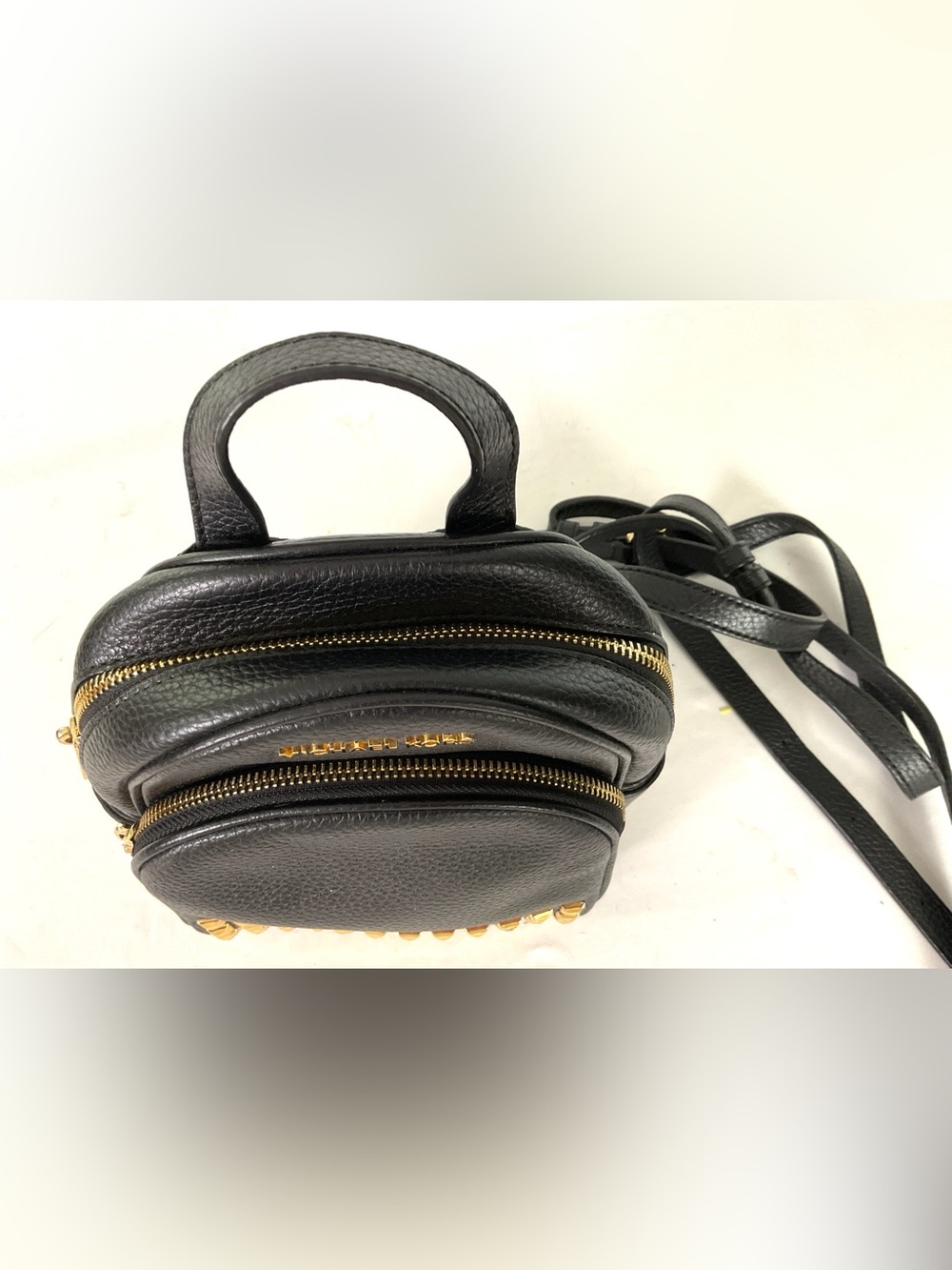 NWOT-Michael Kors-“ABBEY”-small,studded black, pebbled, leather backpack - Picture 2 of 11